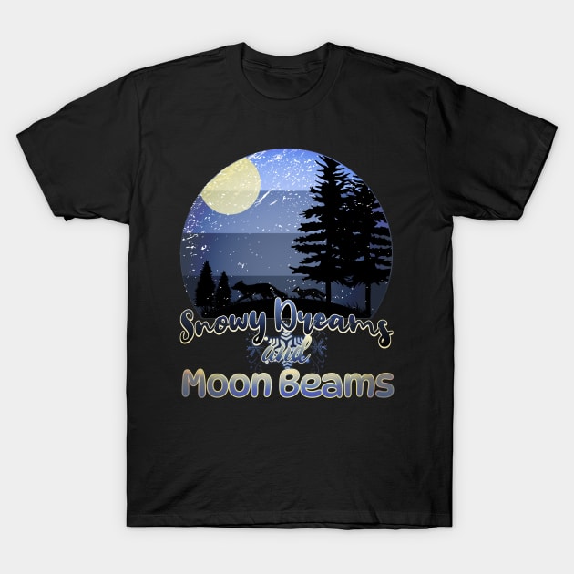 Snowy Dreams and Moonbeams Retro Sunset T-Shirt by mythikcreationz